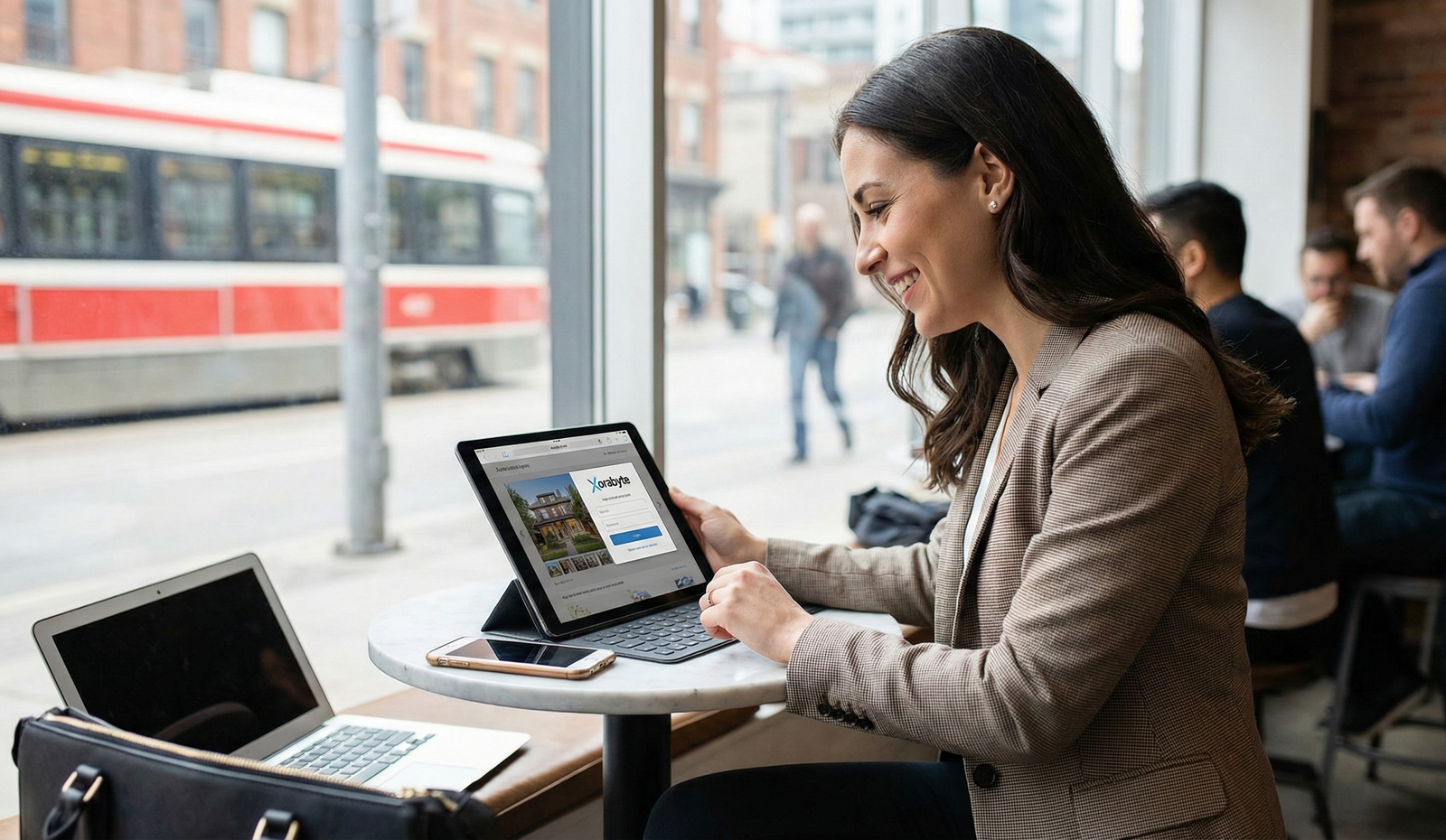 Real Estate Agents working on tablets